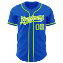 Load image into Gallery viewer, Custom Thunder Blue Neon Green-White Authentic Baseball Jersey