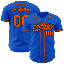 Load image into Gallery viewer, Custom Thunder Blue Orange-Black Authentic Baseball Jersey