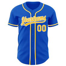 Load image into Gallery viewer, Custom Thunder Blue Gold-White Authentic Baseball Jersey