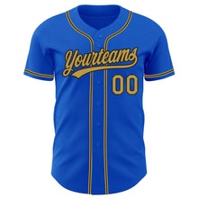 Load image into Gallery viewer, Custom Thunder Blue Old Gold-Black Authentic Baseball Jersey
