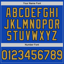 Load image into Gallery viewer, Custom Thunder Blue Old Gold-Black Authentic Baseball Jersey