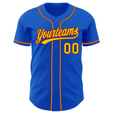 Load image into Gallery viewer, Custom Thunder Blue Yellow-Crimson Authentic Baseball Jersey
