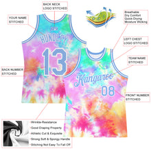 Load image into Gallery viewer, Custom Tie Dye Light Blue-White 3D Authentic Basketball Jersey