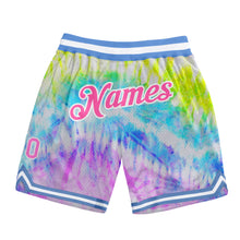 Load image into Gallery viewer, Custom Tie Dye Pink-White 3D Authentic Basketball Shorts