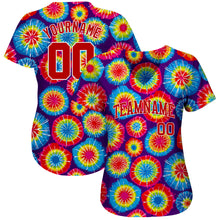 Load image into Gallery viewer, Custom Tie Dye Red-White 3D Authentic Baseball Jersey