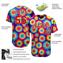 Load image into Gallery viewer, Custom Tie Dye Red-White 3D Authentic Baseball Jersey