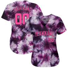 Load image into Gallery viewer, Custom Tie Dye Pink-Black 3D Authentic Baseball Jersey