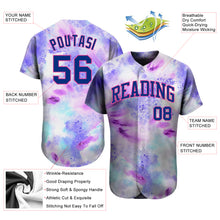 Load image into Gallery viewer, Custom Tie Dye Royal-Pink 3D Authentic Baseball Jersey
