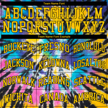 Load image into Gallery viewer, Custom Tie Dye Gold-Black 3D Authentic Baseball Jersey