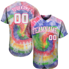 Load image into Gallery viewer, Custom Tie Dye White-Pink 3D Authentic Baseball Jersey
