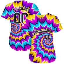 Load image into Gallery viewer, Custom Tie Dye Black-White 3D Authentic Baseball Jersey