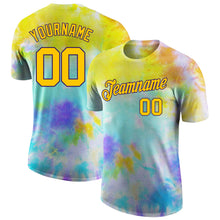 Load image into Gallery viewer, Custom Tie Dye Gold-Purple 3D Performance T-Shirt