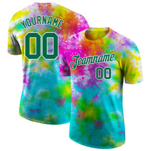 Load image into Gallery viewer, Custom Tie Dye Kelly Green-White 3D Performance T-Shirt