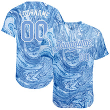 Load image into Gallery viewer, Custom Tie Dye Light Blue-White 3D Authentic Baseball Jersey
