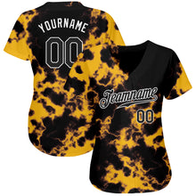 Load image into Gallery viewer, Custom Tie Dye Black-White 3D Authentic Baseball Jersey
