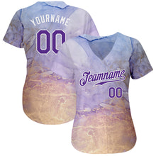 Load image into Gallery viewer, Custom Tie Dye Purple-White 3D Authentic Baseball Jersey