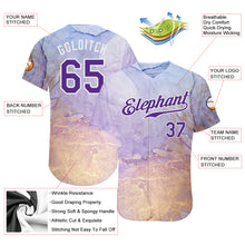 Load image into Gallery viewer, Custom Tie Dye Purple-White 3D Authentic Baseball Jersey