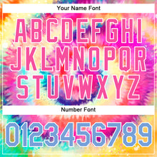 Load image into Gallery viewer, Custom Tie Dye Light Blue-White 3D Rainbow Authentic Baseball Jersey