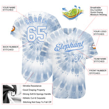 Load image into Gallery viewer, Custom Tie Dye White-Light Blue 3D Watercolor Authentic Baseball Jersey