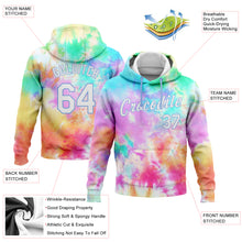 Load image into Gallery viewer, Custom Stitched Tie Dye White-Light Blue 3D Rainbow Sports Pullover Sweatshirt Hoodie