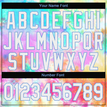 Load image into Gallery viewer, Custom Stitched Tie Dye White-Light Blue 3D Rainbow Sports Pullover Sweatshirt Hoodie