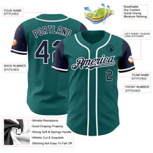 Load image into Gallery viewer, Custom Teal Navy-White Authentic Two Tone Baseball Jersey