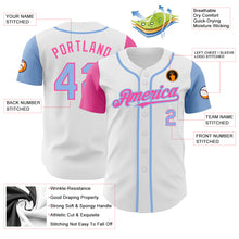 Load image into Gallery viewer, Custom White Light Blue-Pink Authentic Two Tone Baseball Jersey