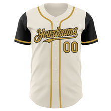 Load image into Gallery viewer, Custom Cream Old Gold-Black Authentic Two Tone Baseball Jersey