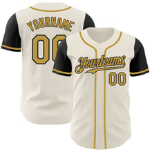 Load image into Gallery viewer, Custom Cream Old Gold-Black Authentic Two Tone Baseball Jersey