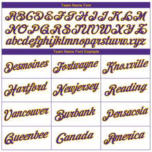 Load image into Gallery viewer, Custom White Purple-Gold Authentic Throwback Basketball Jersey