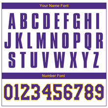 Load image into Gallery viewer, Custom White Purple-Gold Authentic Throwback Basketball Jersey