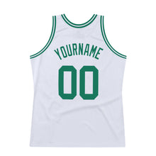 Load image into Gallery viewer, Custom White Kelly Green Authentic Throwback Basketball Jersey