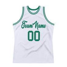 Load image into Gallery viewer, Custom White Kelly Green Authentic Throwback Basketball Jersey