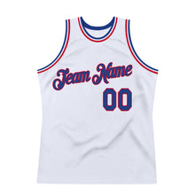 Load image into Gallery viewer, Custom White Royal-Red Authentic Throwback Basketball Jersey