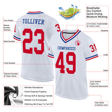 Load image into Gallery viewer, Custom White Red-Royal Mesh Authentic Throwback Football Jersey