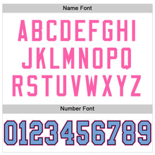 Load image into Gallery viewer, Custom White Light Blue-Pink Mesh Authentic Football Jersey