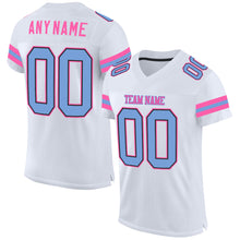 Load image into Gallery viewer, Custom White Light Blue-Pink Mesh Authentic Football Jersey