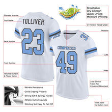 Load image into Gallery viewer, Custom White Light Blue-Steel Gray Mesh Authentic Football Jersey