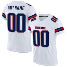 Load image into Gallery viewer, Custom White Navy-Scarlet Mesh Authentic Football Jersey