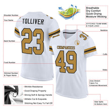 Load image into Gallery viewer, Custom White Old Gold-Black Mesh Authentic Football Jersey