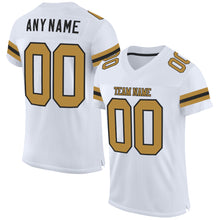 Load image into Gallery viewer, Custom White Old Gold-Black Mesh Authentic Football Jersey
