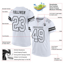 Load image into Gallery viewer, Custom White White-Black Mesh Authentic Football Jersey
