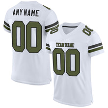 Load image into Gallery viewer, Custom White Olive-Black Mesh Authentic Football Jersey