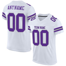 Load image into Gallery viewer, Custom White Purple-Gray Mesh Authentic Football Jersey