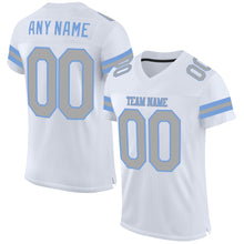 Load image into Gallery viewer, Custom White Gray-Light Blue Mesh Authentic Football Jersey