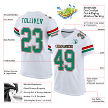 Load image into Gallery viewer, Custom White Kelly Green-Red Mesh Authentic Football Jersey