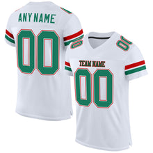 Load image into Gallery viewer, Custom White Kelly Green-Red Mesh Authentic Football Jersey