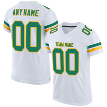 Load image into Gallery viewer, Custom White Kelly Green-Gold Mesh Authentic Football Jersey