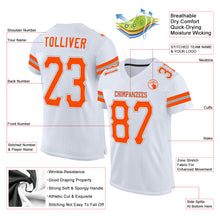 Load image into Gallery viewer, Custom White Orange-Gray Mesh Authentic Football Jersey