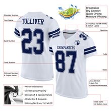 Load image into Gallery viewer, Custom White Navy-White Mesh Authentic Football Jersey